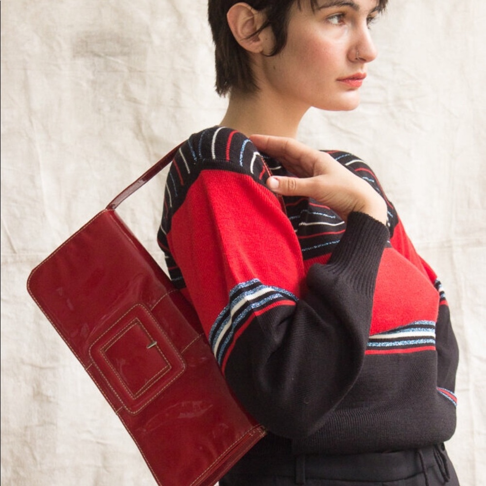 Vintage Patent Baguette Cherry Red 1990s